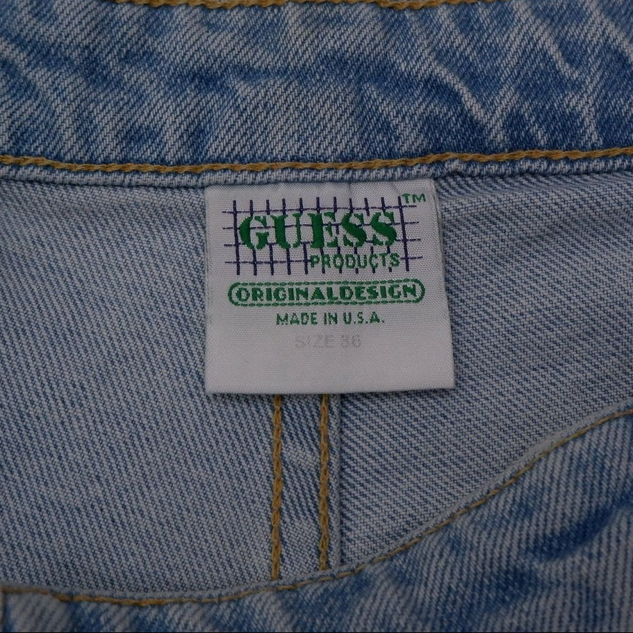 Vintage Mens Guess Cargo Pants Washed Denim Workwear Zipper Pockets | Migration_Jeans UAENAT20 - Back View | Fashion Rerun