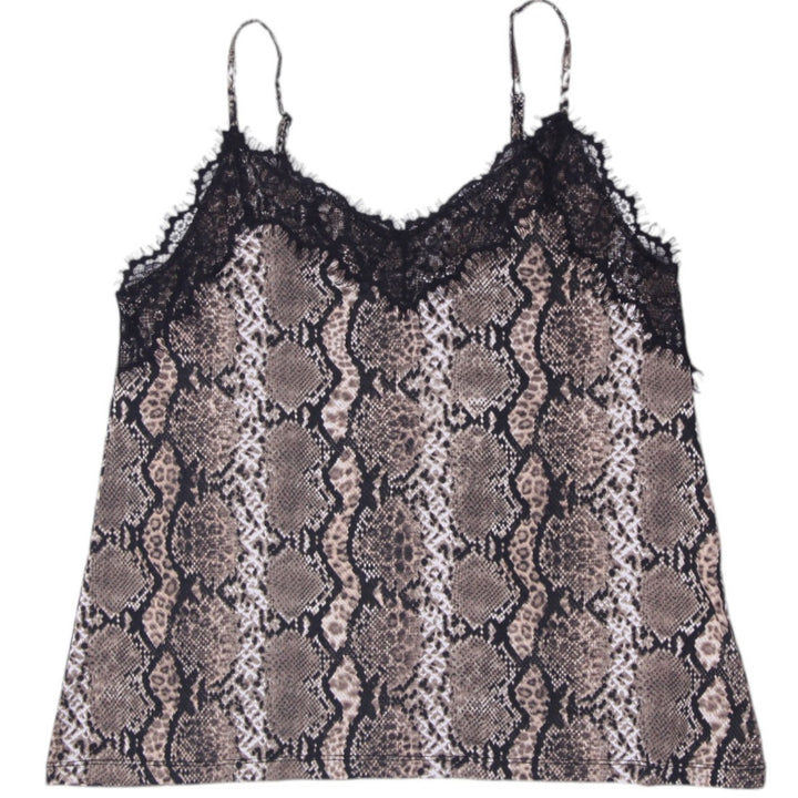 Y2K Ladies Amisu Lace Trim Snakeskin Cami Top Size M