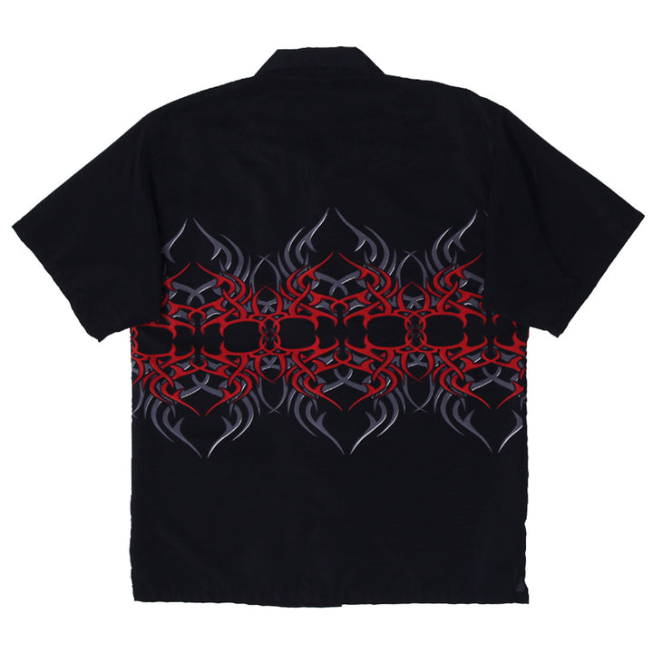 Mens Red Flames Button Up Short Sleeve Shirt - Fashion Rerun Vintage Migration_Shirt