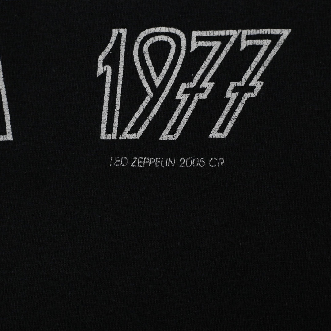 Vintage Mens Led Zeppelin T-Shirt Black Graphic Band Tee 1977 Size XL | Migration_T-Shirts - Detail View | Fashion Rerun