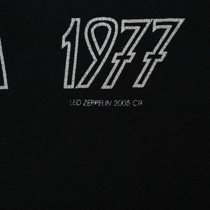 Vintage Mens Led Zeppelin T-Shirt Black Graphic Band Tee 1977 Size XL | Migration_T-Shirts - Detail View | Fashion Rerun