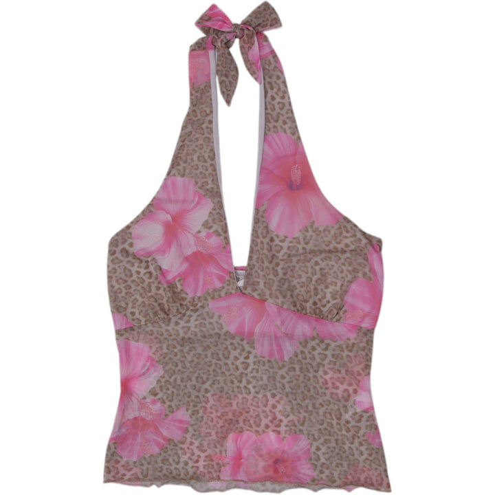 Y2K Ladies Halter Neck Top Floral Leopard Print | Migration_Y2K Tops | Fashion Rerun