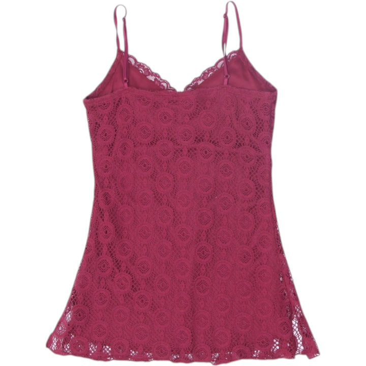 Y2K Ladies Ricki's Maroon Lace Floral Spaghetti Straps Top