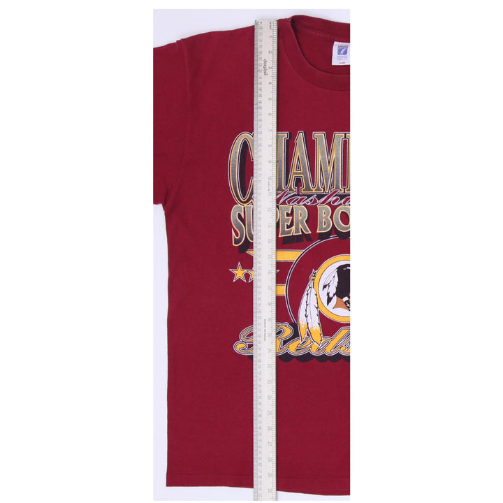 Vintage Mens Logo 7 NFL Maroon Super Bowl Graphic T-Shirt S.Stitch Size XL