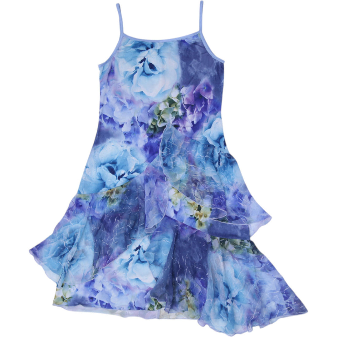 Y2K Ladies Cassie's of California Floral Tiered Ruffle Midi Dress Size 14
