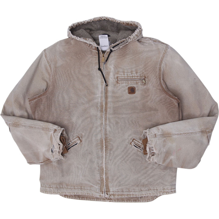 Vintage Carhartt J141 BRN Sherpa Lined Sandstone Duck Jacket Size XL