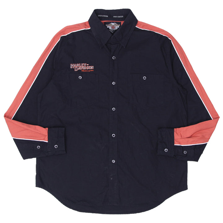 Mens Harley Davidson Motorcycles Embroidered Long Sleeve Shirt - Fashion Rerun Vintage Migration_Shirt
