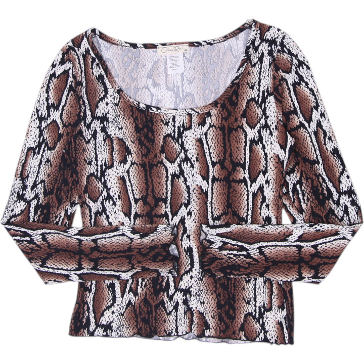 Y2K Ladies Olivia Rae Snakeskin Long Sleeve Top Size S Made in USA