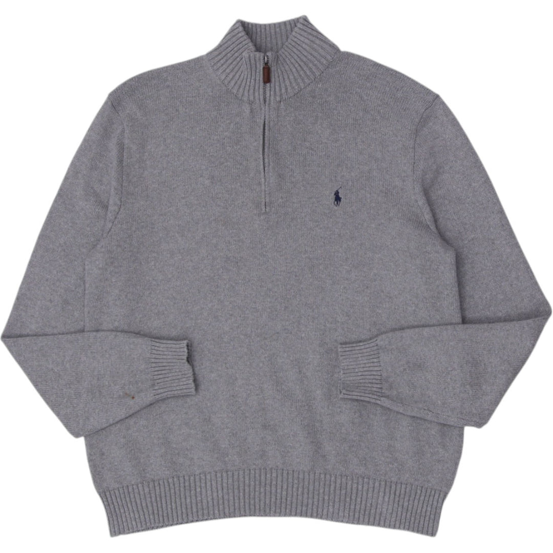 Mens Polo By Ralph Lauren Gray Cotton Quarter Zip Sweater XL | Migration_Knitwear & Sweaters RL Collection | Fashion Rerun