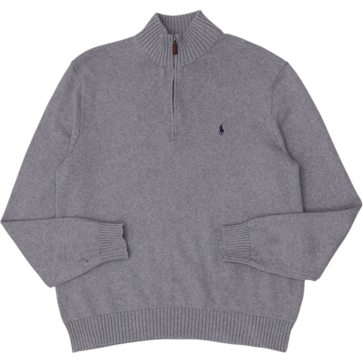 Mens Polo By Ralph Lauren Gray Cotton Quarter Zip Sweater XL | Migration_Knitwear & Sweaters RL Collection | Fashion Rerun