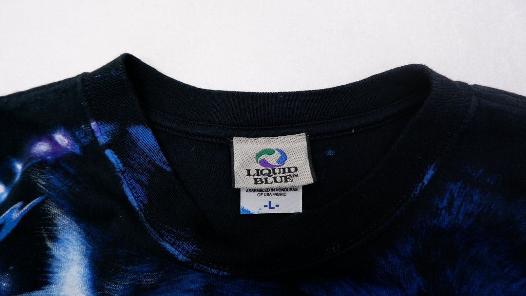 Vintage Mens Liquid Blue T-Shirt Graphic Wolf Blue Nature Inspired