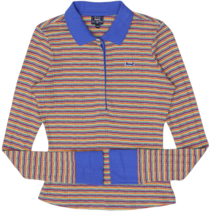 Y2K Ladies Le Tigre Polo Striped Multicolor Long Sleeve Top Size M