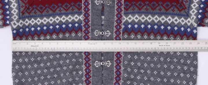Vintage Nordstrikk Cardigan Gray Wool Norwegian Pattern Knit | Migration_Knitwear & Sweaters - Alternate View | Fashion Rerun