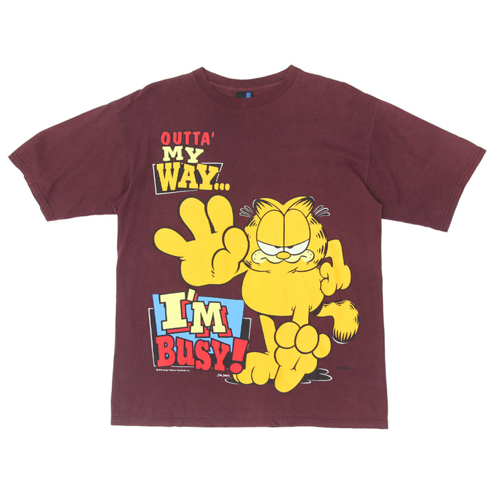 Vintage Garlfield Outta' My Way I'm Busy T-Shirt Made in USA L