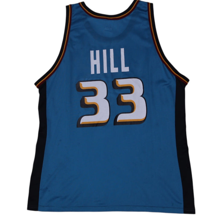 Vintage 90s Champion Pistons Hill Wallace Lions Jersey Made in USA Size 52 | Migration_Jerseys - Side View | Fashion Rerun