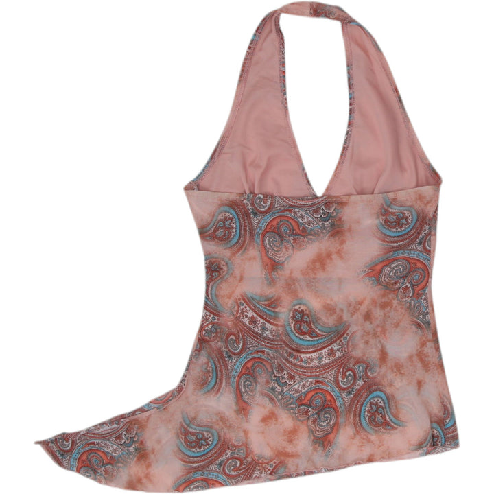 Y2K Ladies Paisley V-neck Boho Halter Top Size S | Migration_Y2K Tops - Side View | Fashion Rerun