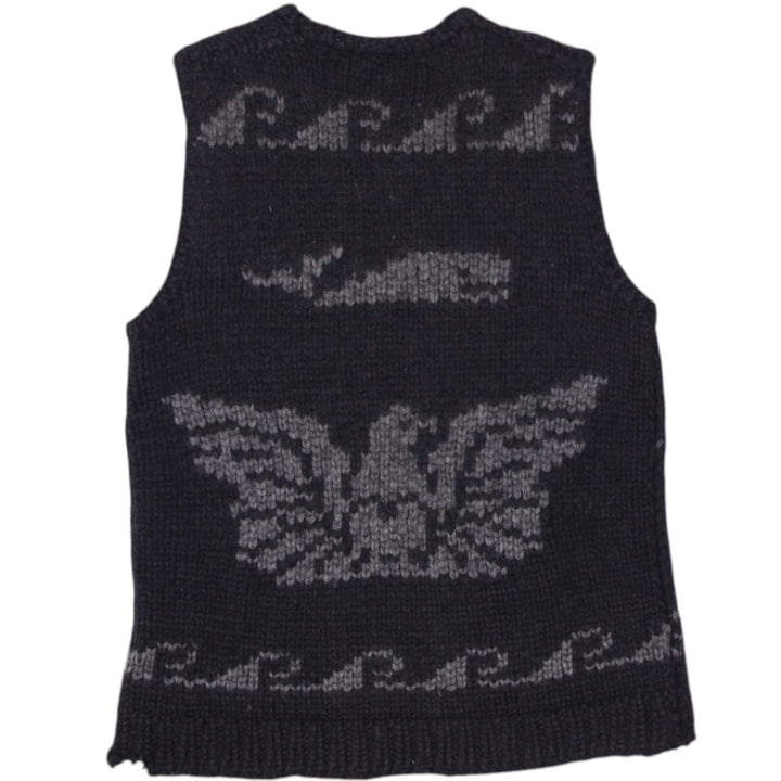Vintage Mens Patterned Full Zip Wool Knit Vest Size L | Migration_Vests - Side View | Fashion Rerun