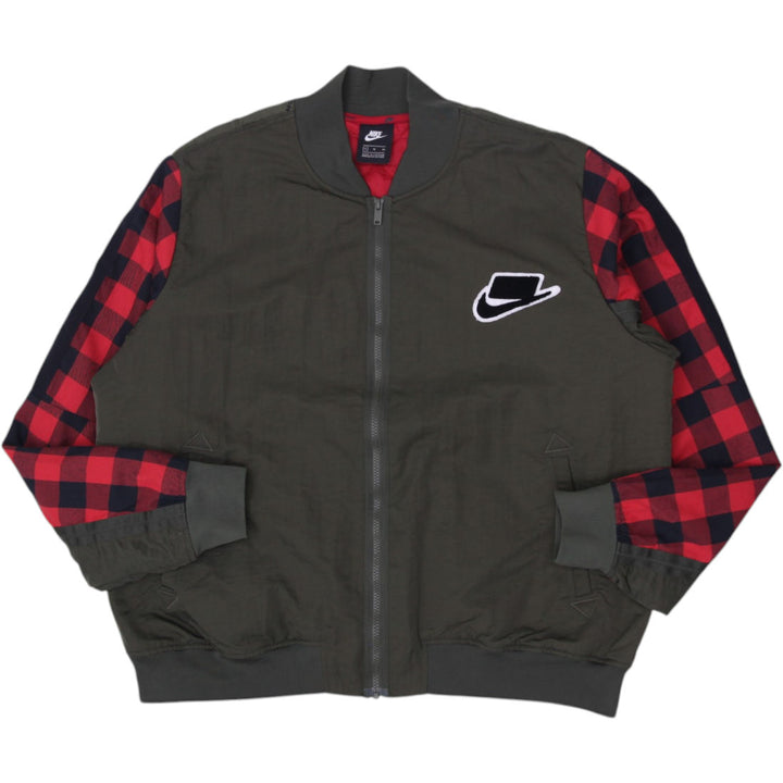 Mens Nike Sport Jacket Olive Green Plaid Checkered Patch Full Zip XL | Migration_Jackets | Fashion Rerun
