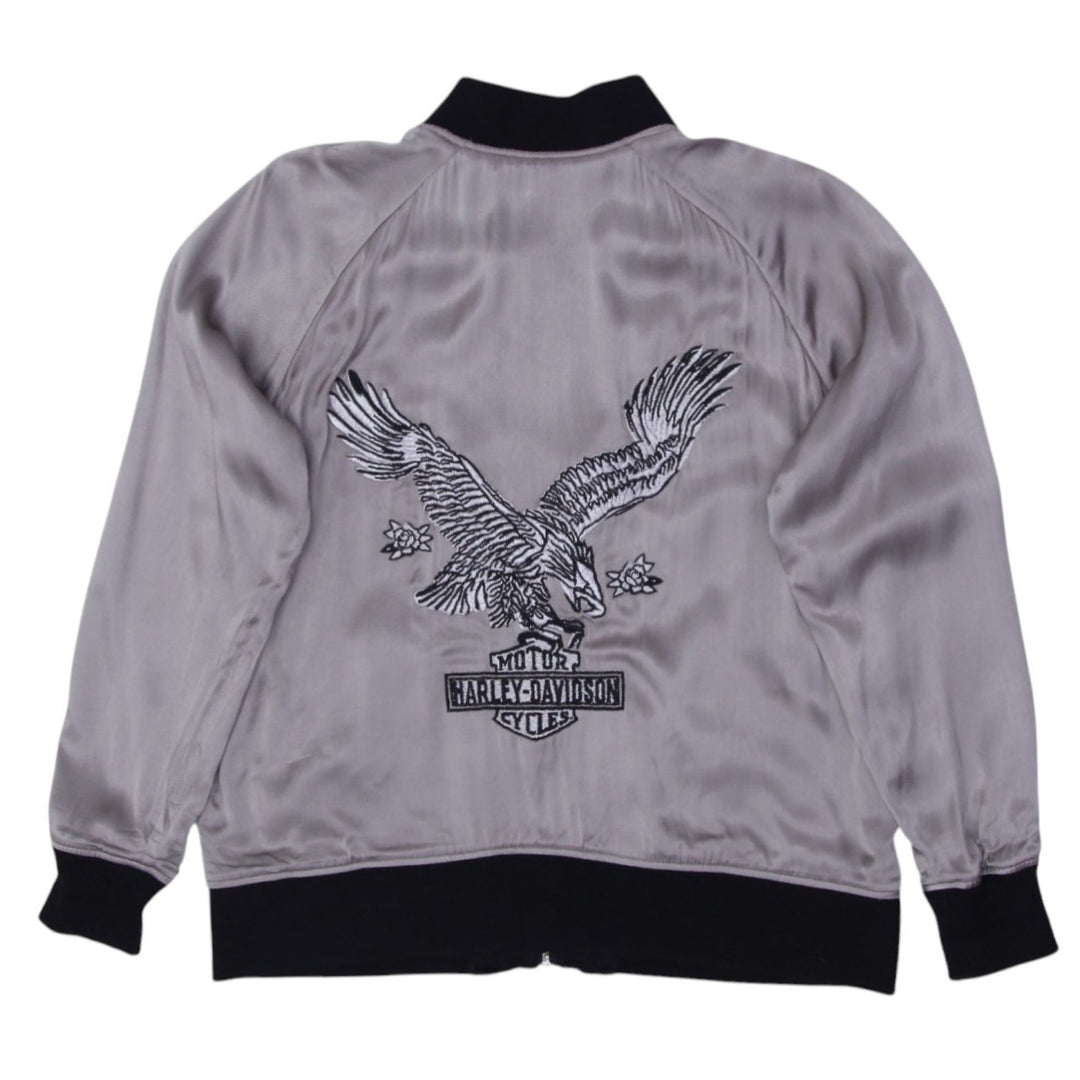 Vintage Mens Harley-Davidson Jacket Black Reversible Graphic