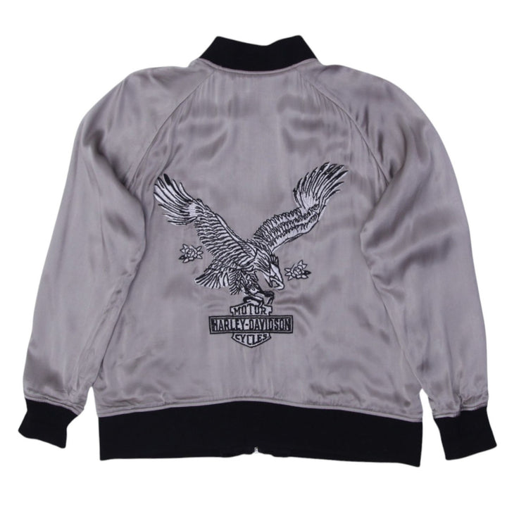 Vintage Mens Harley-Davidson Jacket Black Reversible Graphic