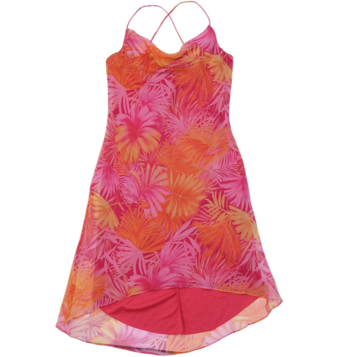 Y2K Ladies Alyn Paige Tropical Mesh Cowl Neck High-Low Dress