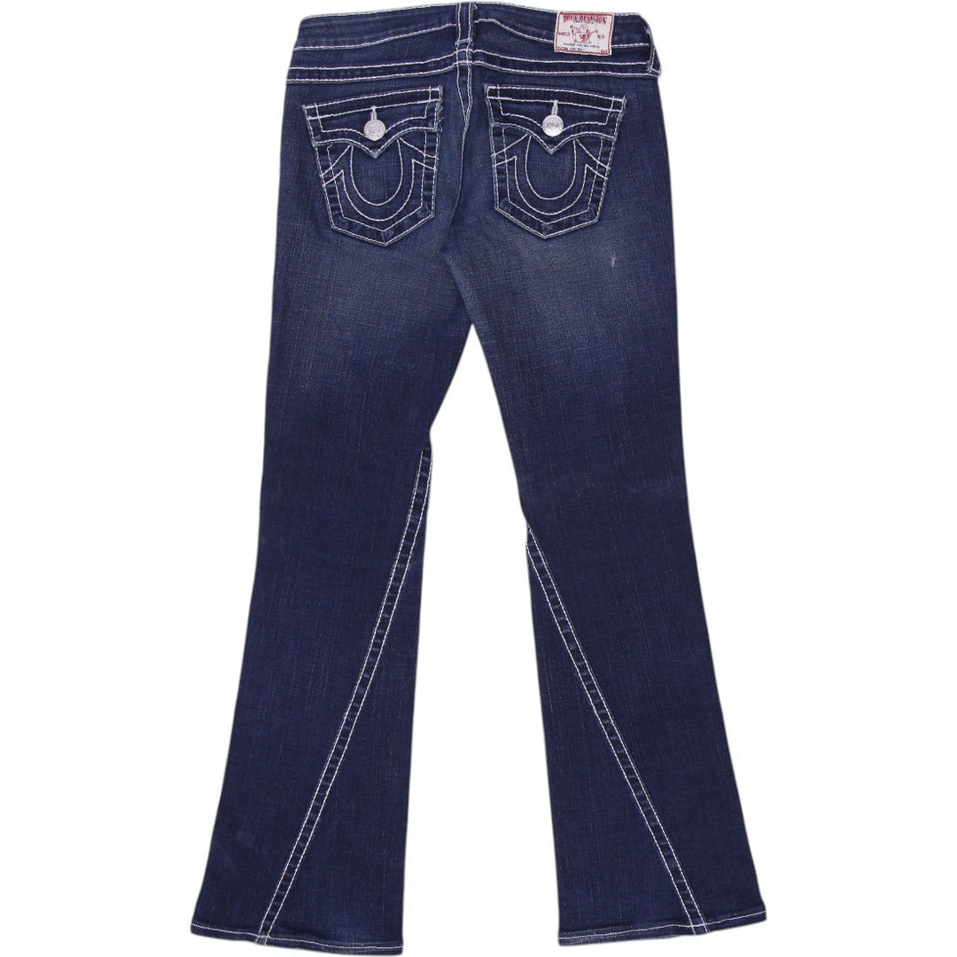 Y2K Ladies True Religion Dark Wash Denim Flare Jeans Size 28