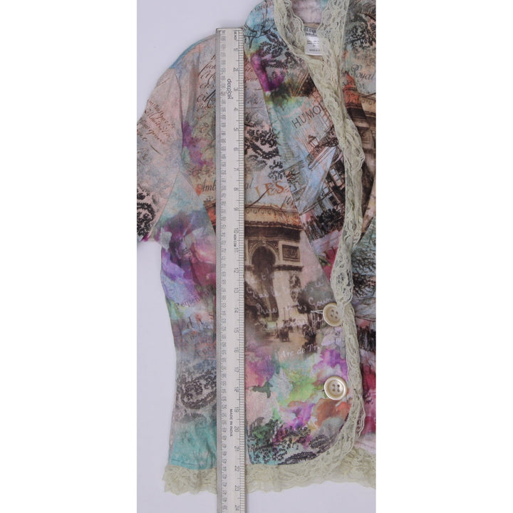 Y2K Ladies Alberto Makali Lace Trim Graphic Print Blazer Jacket Size L