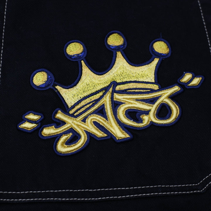 Y2K Mens JNCO Jeans Black Wide Leg Denim Embroidered Tribal Graphic
