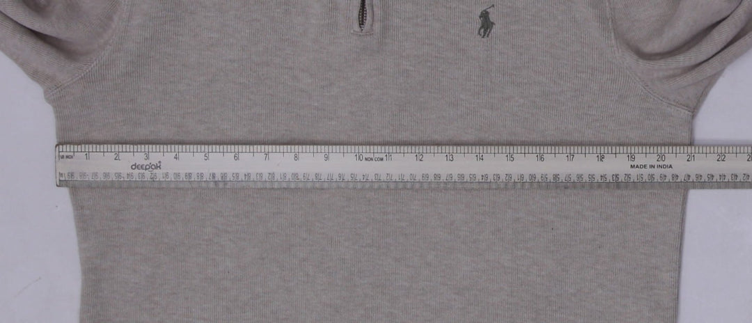 Vintage Mens Polo Ralph Lauren Pullover Gray 1/4 Zip Cotton Sweatshirt Size S | Migration_Jumper & Knitwear - | Fashion Rerun