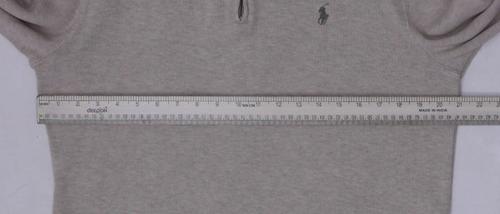 Vintage Mens Polo Ralph Lauren Pullover Gray 1/4 Zip Cotton Sweatshirt Size S | Migration_Jumper & Knitwear - | Fashion Rerun