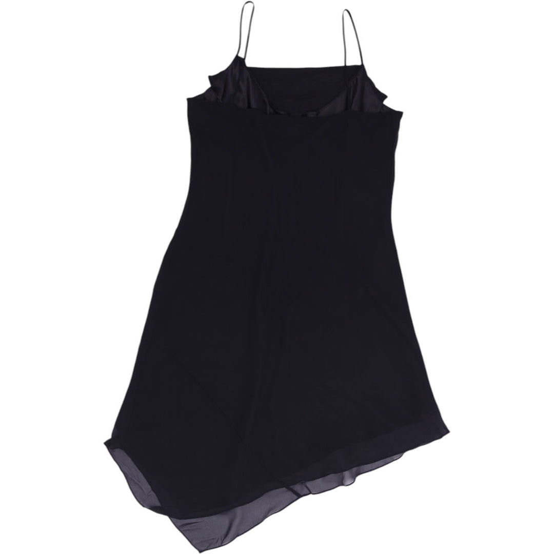 Y2K Ladies Jessica Petite Black Dress Midi Asymmetric Spaghetti Strap