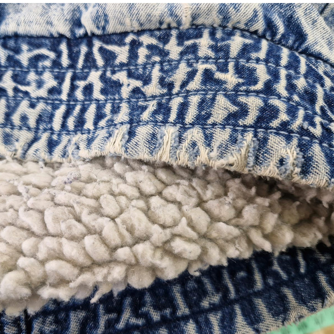 Vintage Hang Lee Sherpa Fleece Lined Denim Jacket Distressed - Fashion Rerun Vintage Migration_Jacket