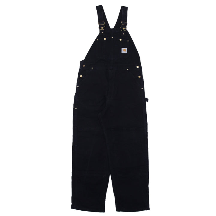 Vintage 90's Carhartt R01 BLK Black Duck Double Knee Bib Overalls
