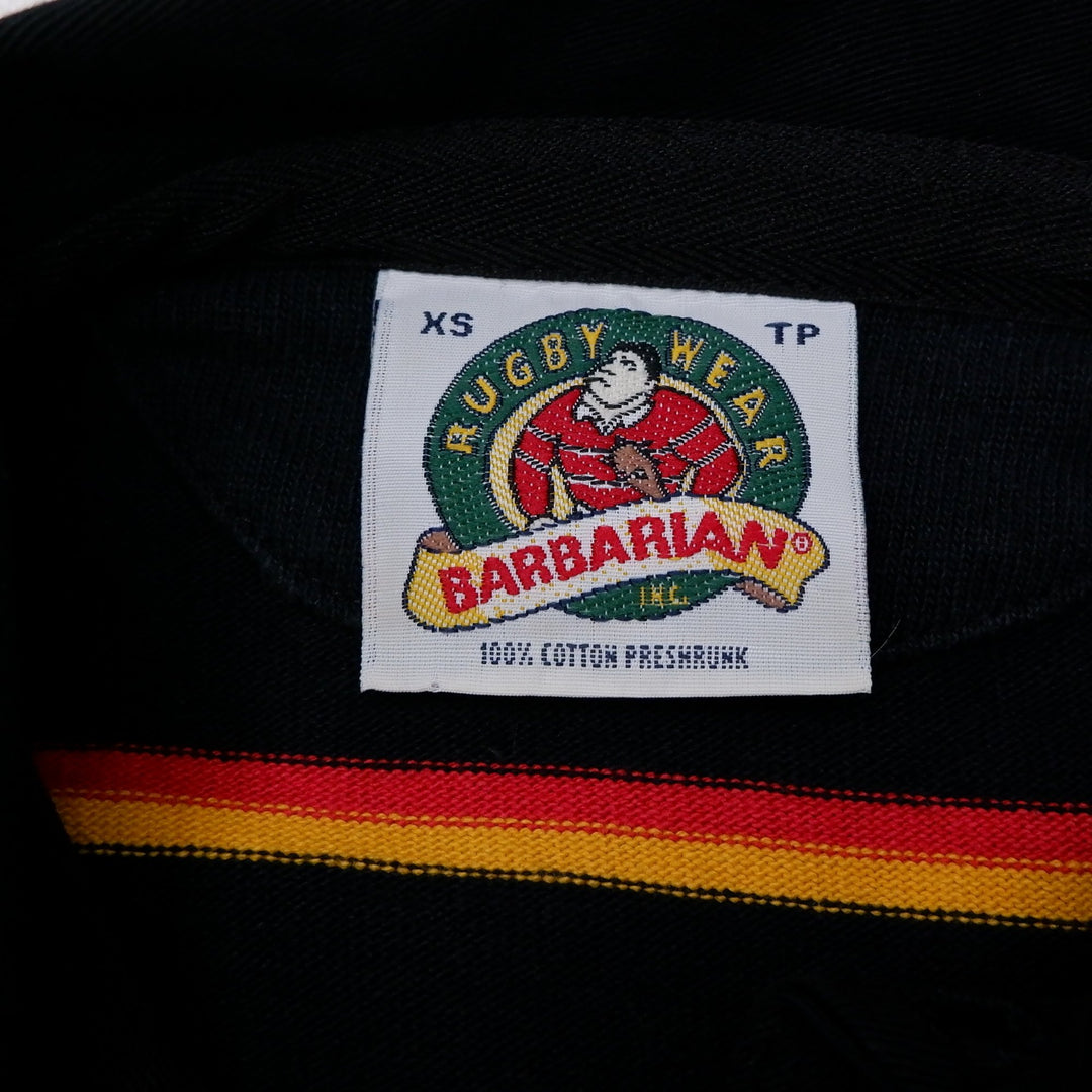 Vintage Rugby Wear Barbarian Stripe Long Sleeve Polo T-Shirt