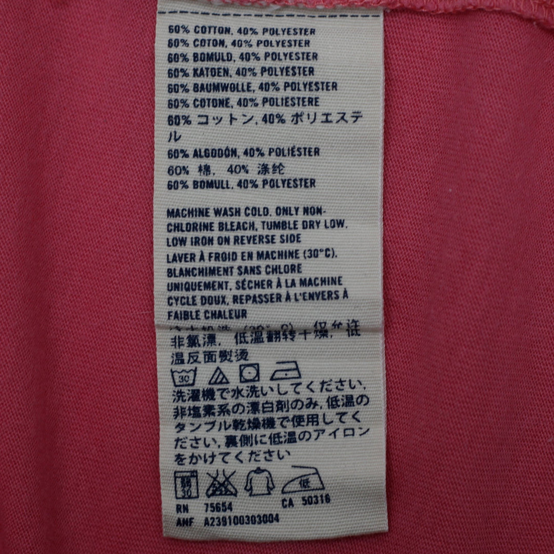 Y2K Youth Girls Abercrombie Pink V-Neck Embroidered Moose Logo T-Shirt L (14)