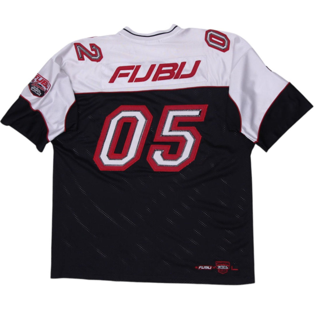 Vintage 90s FUBU 05 Football Jersey Hip Hop Rap White Black All State Heavy XXL | Migration_Jerseys - Side Vi | Fashion Rerun