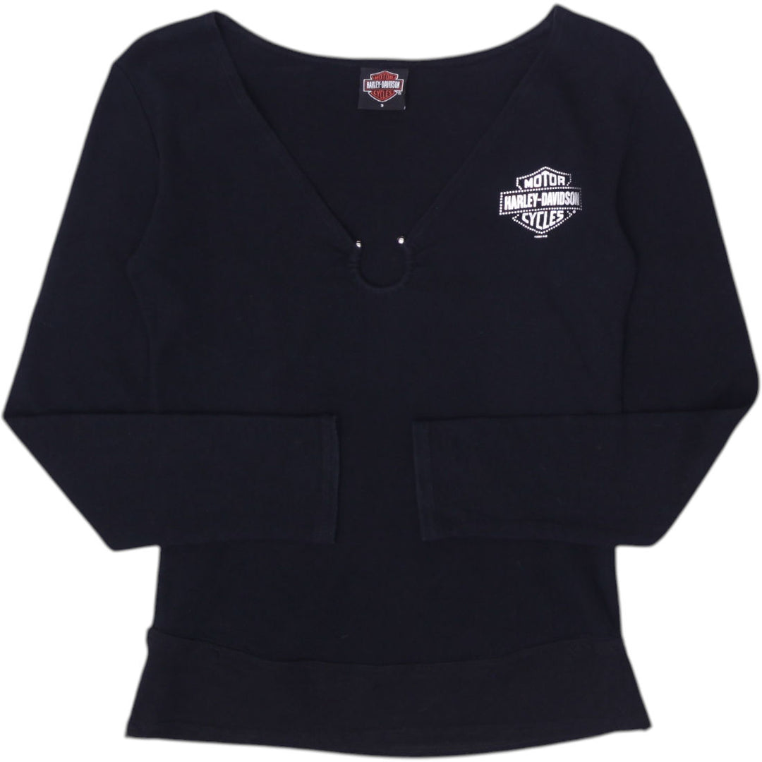 Y2K Ladies Harley Davidson Keyhole Longhorn Grand Prairie Texas Top Size S