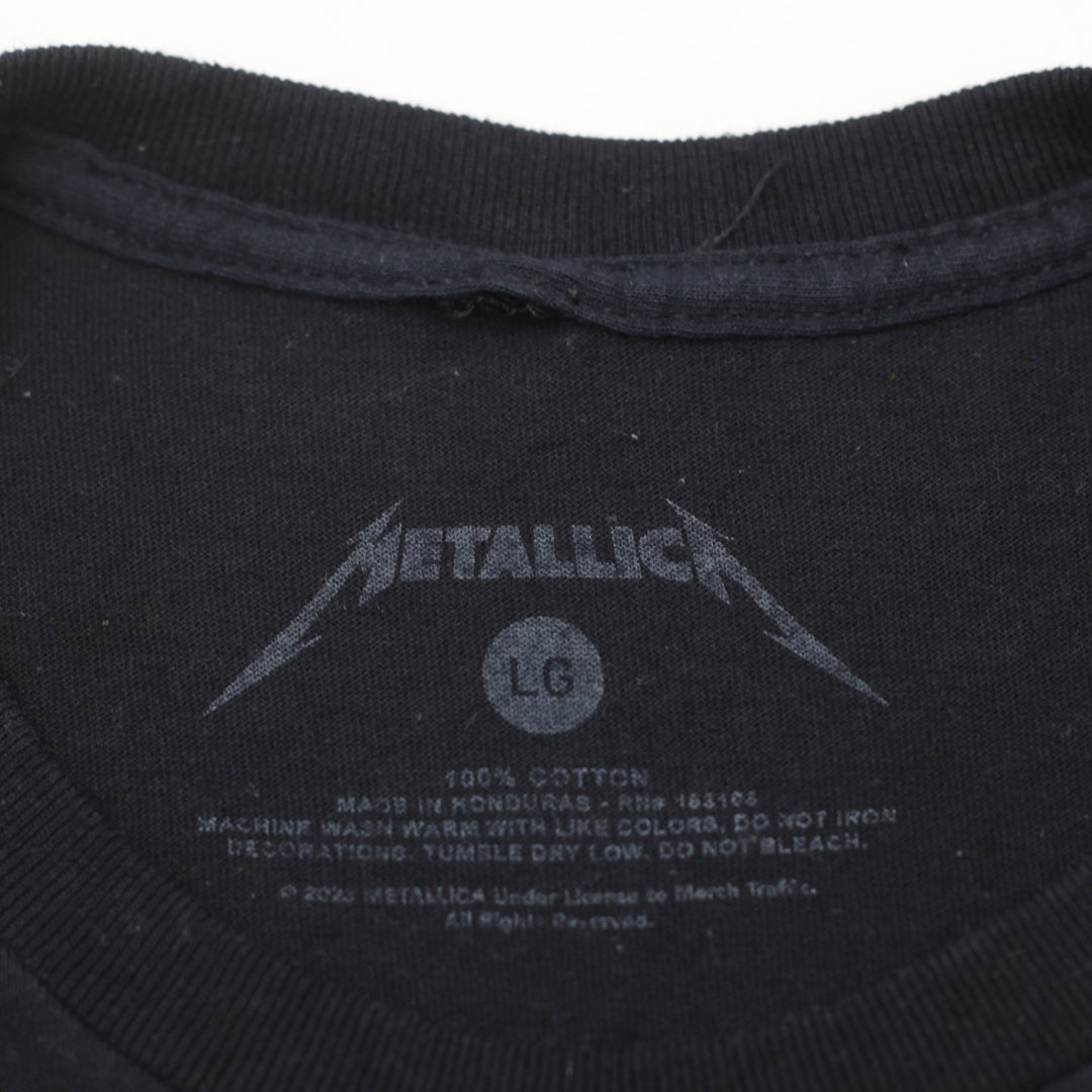 Mens Metallica Rock Band Graphic T-Shirt Black Ride the Lightning Double Sided L