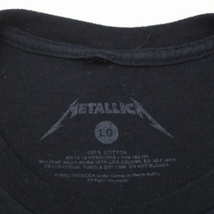 Mens Metallica Rock Band Graphic T-Shirt Black Ride the Lightning Double Sided L