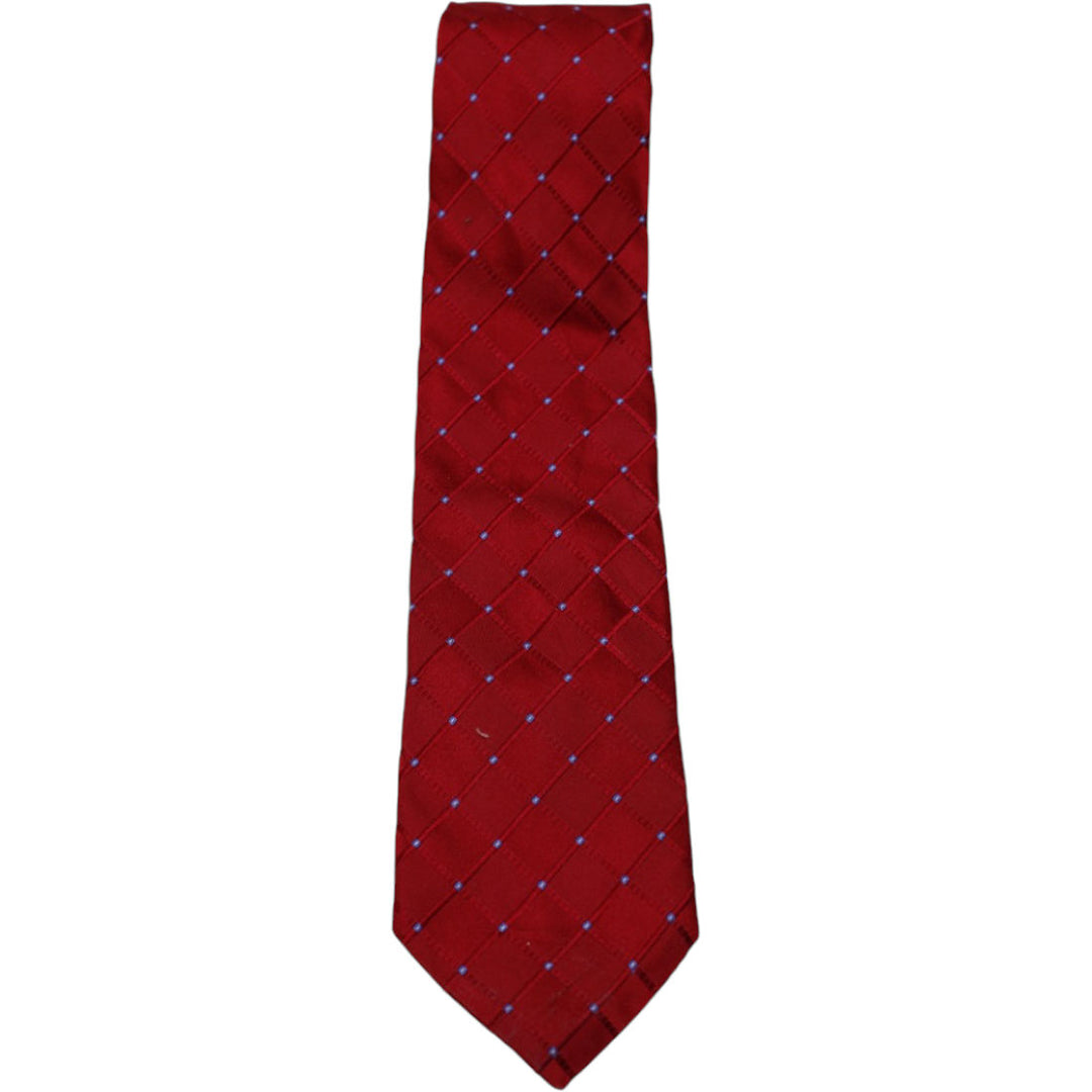 Mens Tommy Hilfiger Tie Red Checkered 100% Silk