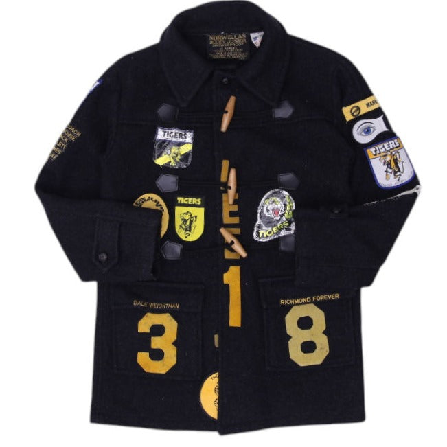 Vintage 80's Ladies Norwellan Jacket Black Wool Richmond Embroidered Patches | Migration_Jackets | Fashion Rerun