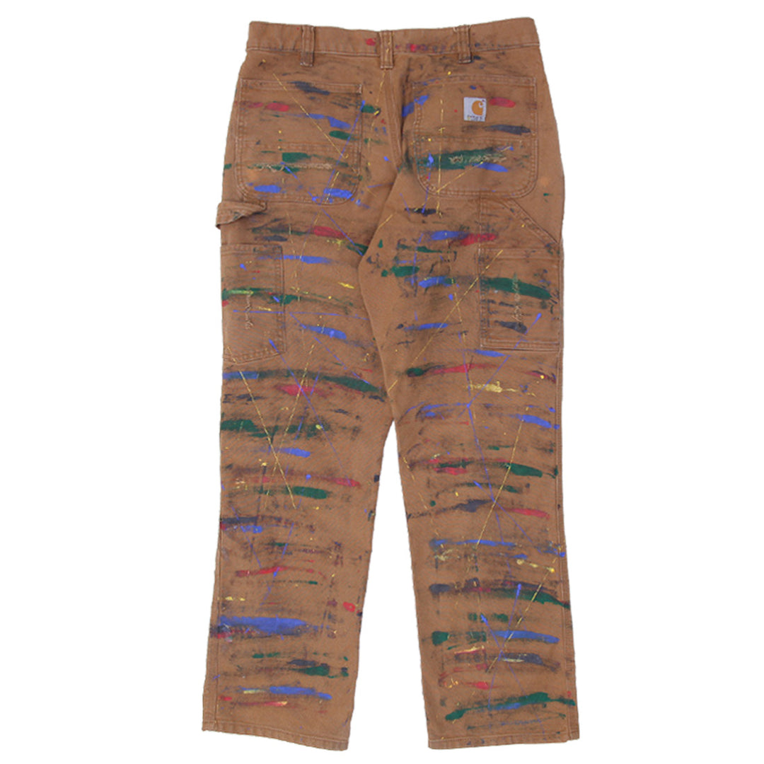 Rework Carhartt Relaxed Fit Paint Splatter Or Paint Drip Brush Work Pants Mens -PR304