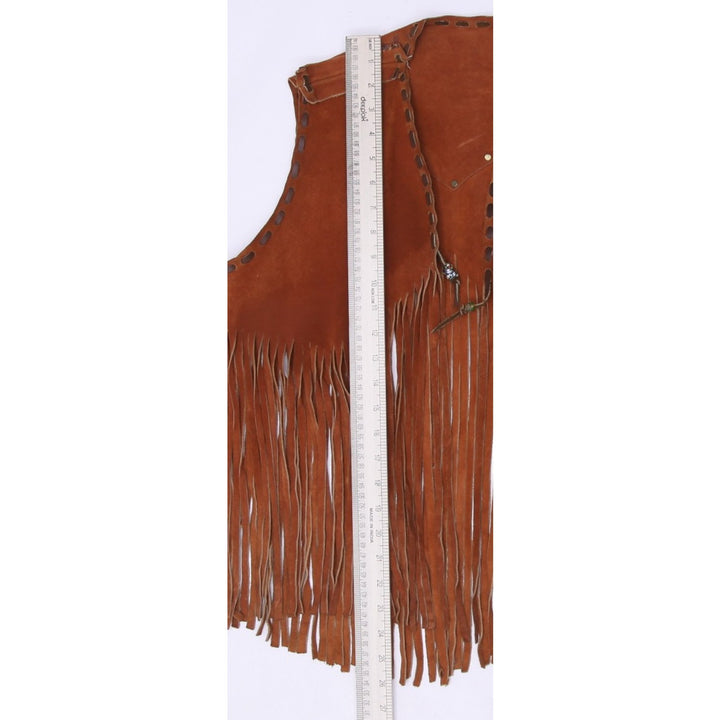 Vintage Fringe Dark Brown Suede Tassel Waistcoat | Migration_Vests - View 7 | Fashion Rerun