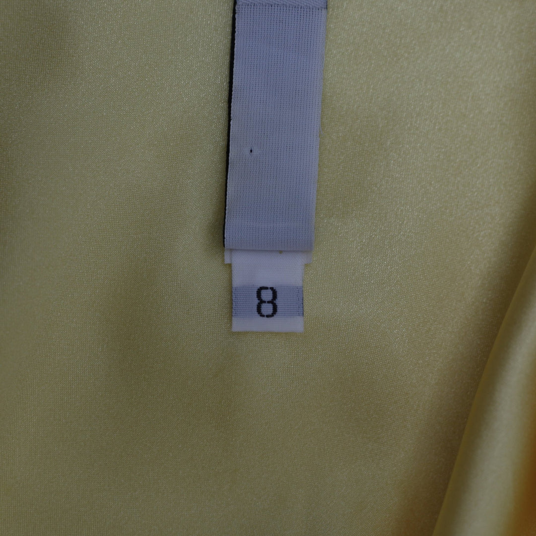 Y2K Ladies Laundry by Shelli Segal 100% Silk Yellow Asymmetrical Slip Dress Sz 8