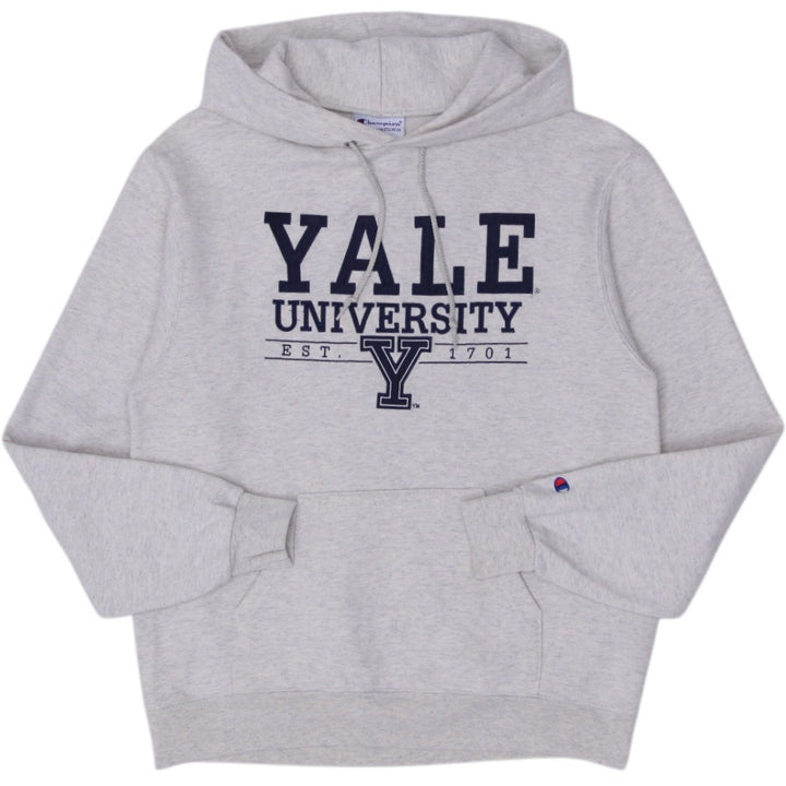 Mens Champion Yale University Hoodie Cream Logo Pullover College M