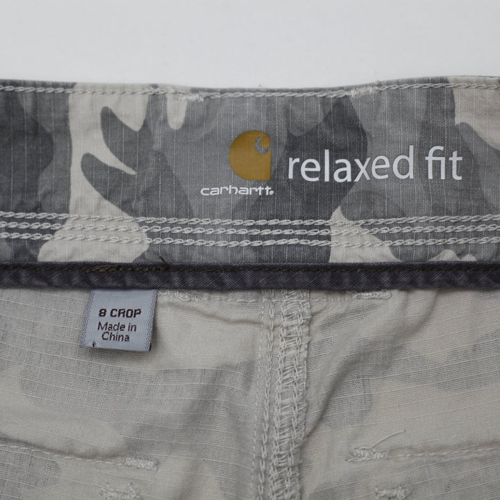 Ladies Carhartt Snow Camo Ripstop Cropped Cargo Pants Size 8