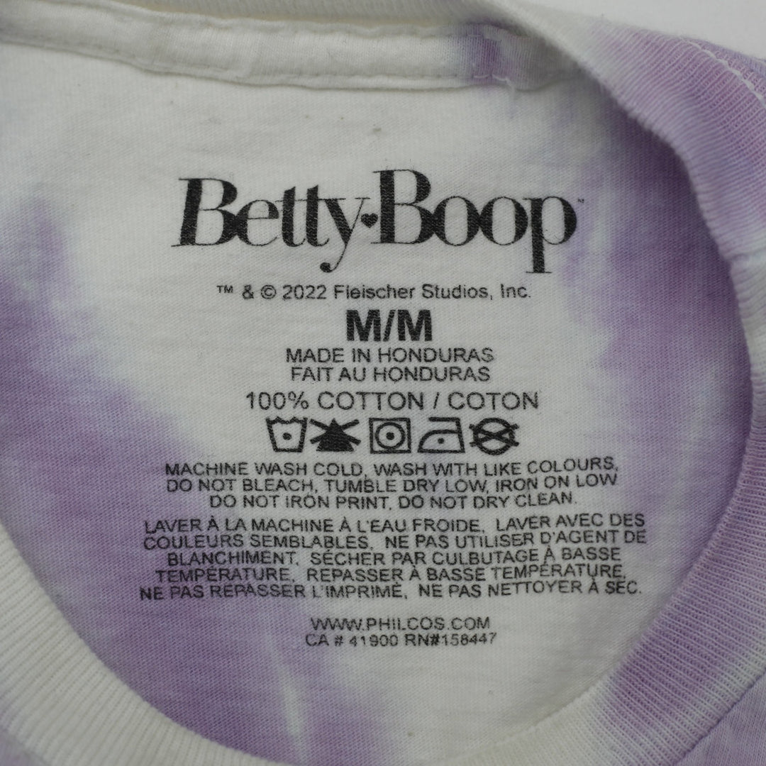 Ladies Betty Boop T-Shirt Tie Dye Cotton Graphic Print Size M