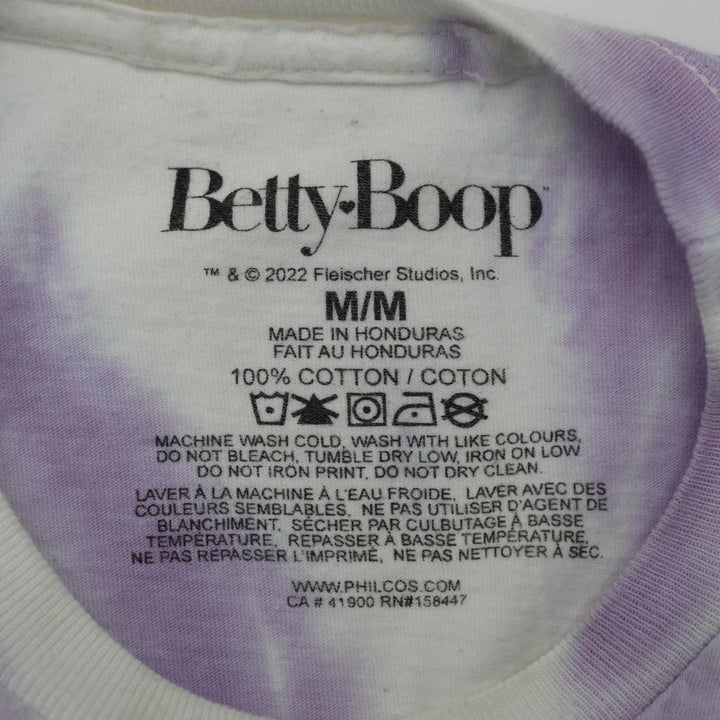 Ladies Betty Boop T-Shirt Tie Dye Cotton Graphic Print Size M