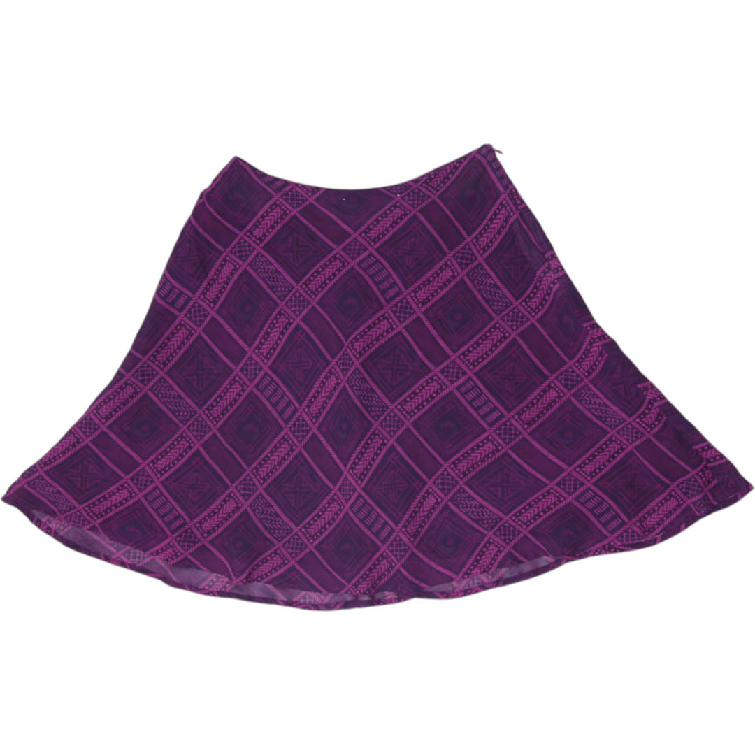 Y2K Ladies Amanda Smith Purple Geometric Pattern Rayon Mini Skirt Size 6