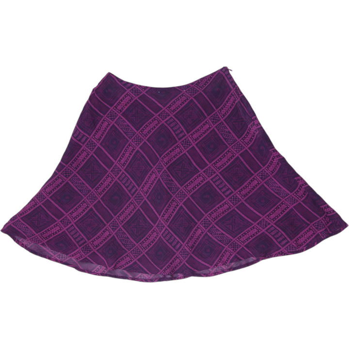 Y2K Ladies Amanda Smith Purple Geometric Pattern Rayon Mini Skirt Size 6